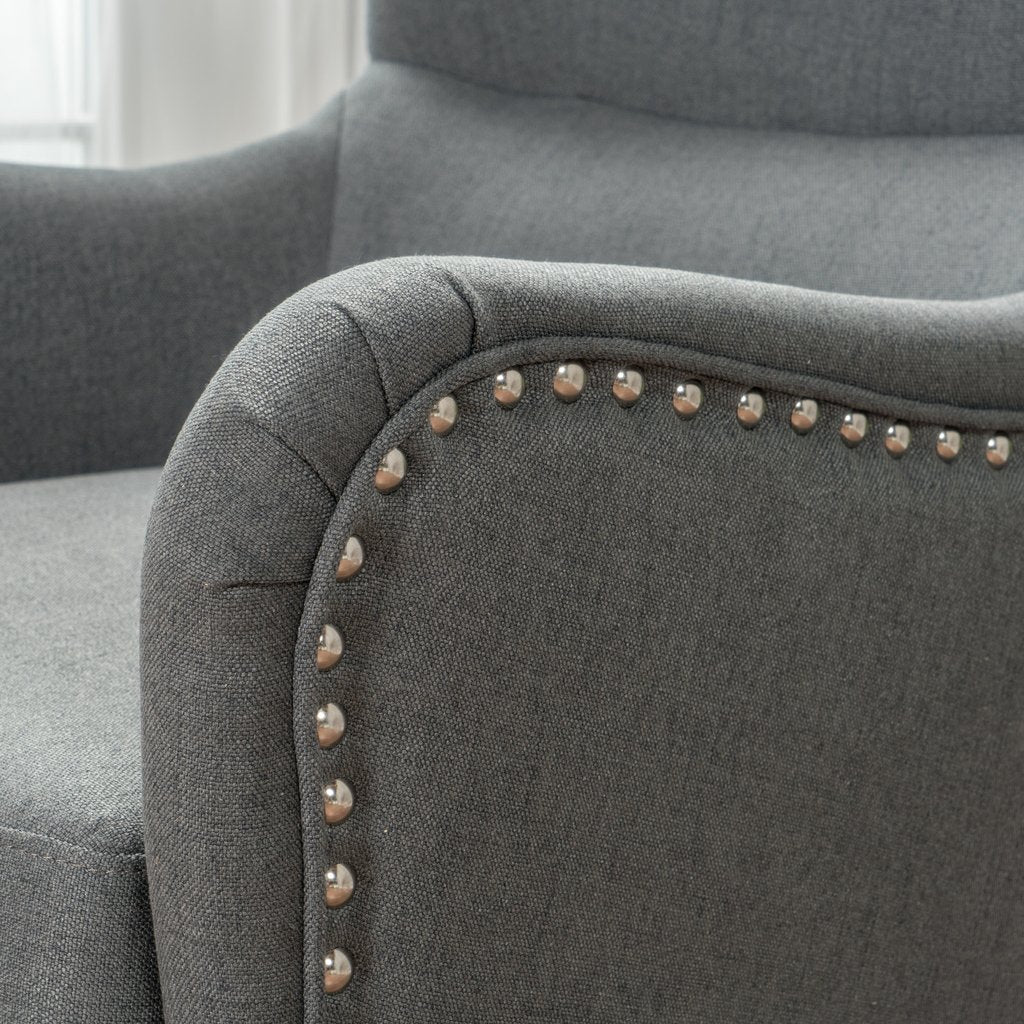 Vintage Grey Fabric High Back Padded Armchair