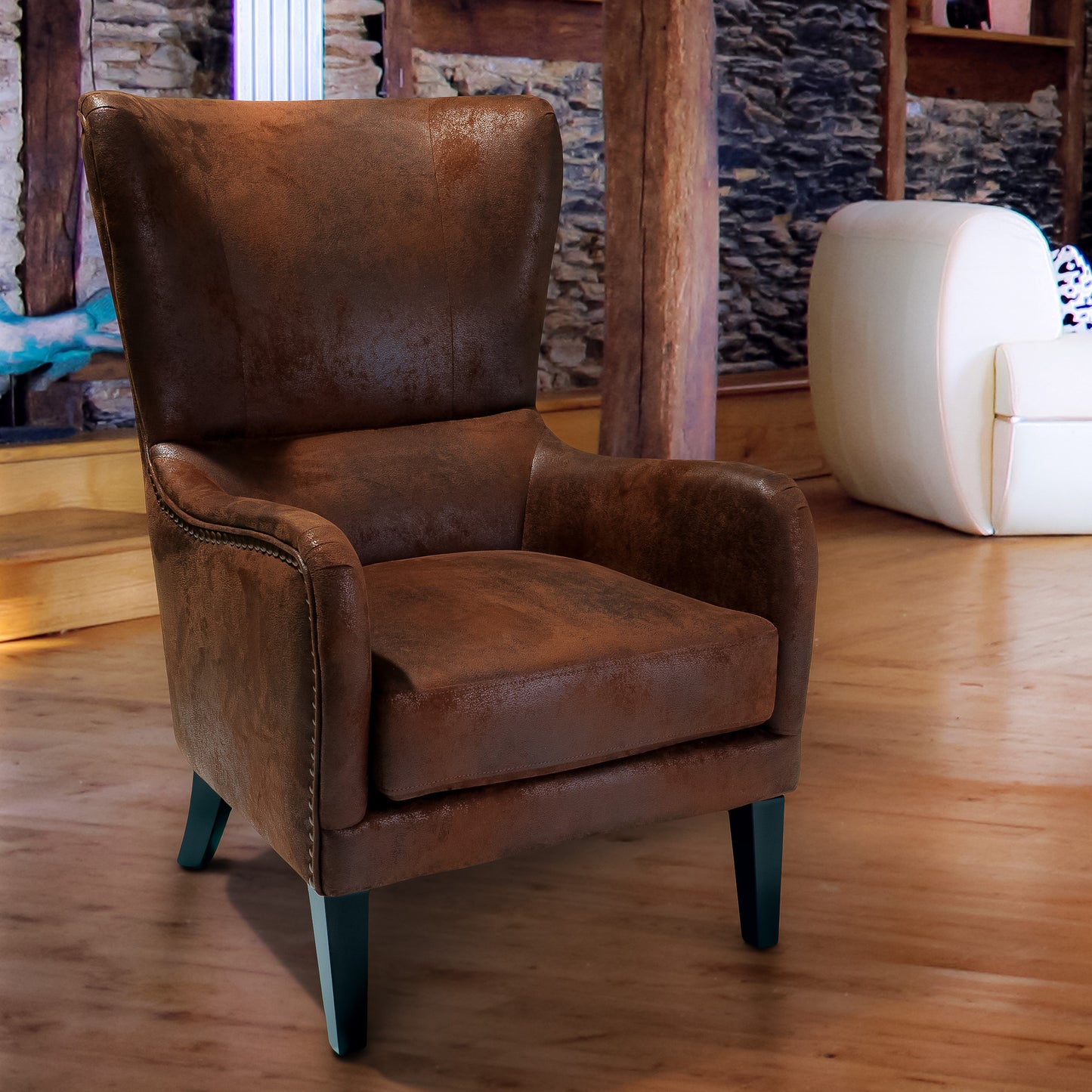 Genoa Rustic Armchair Salerno Brown Microfibre High Back Armchair Genoa Rustic Armchair