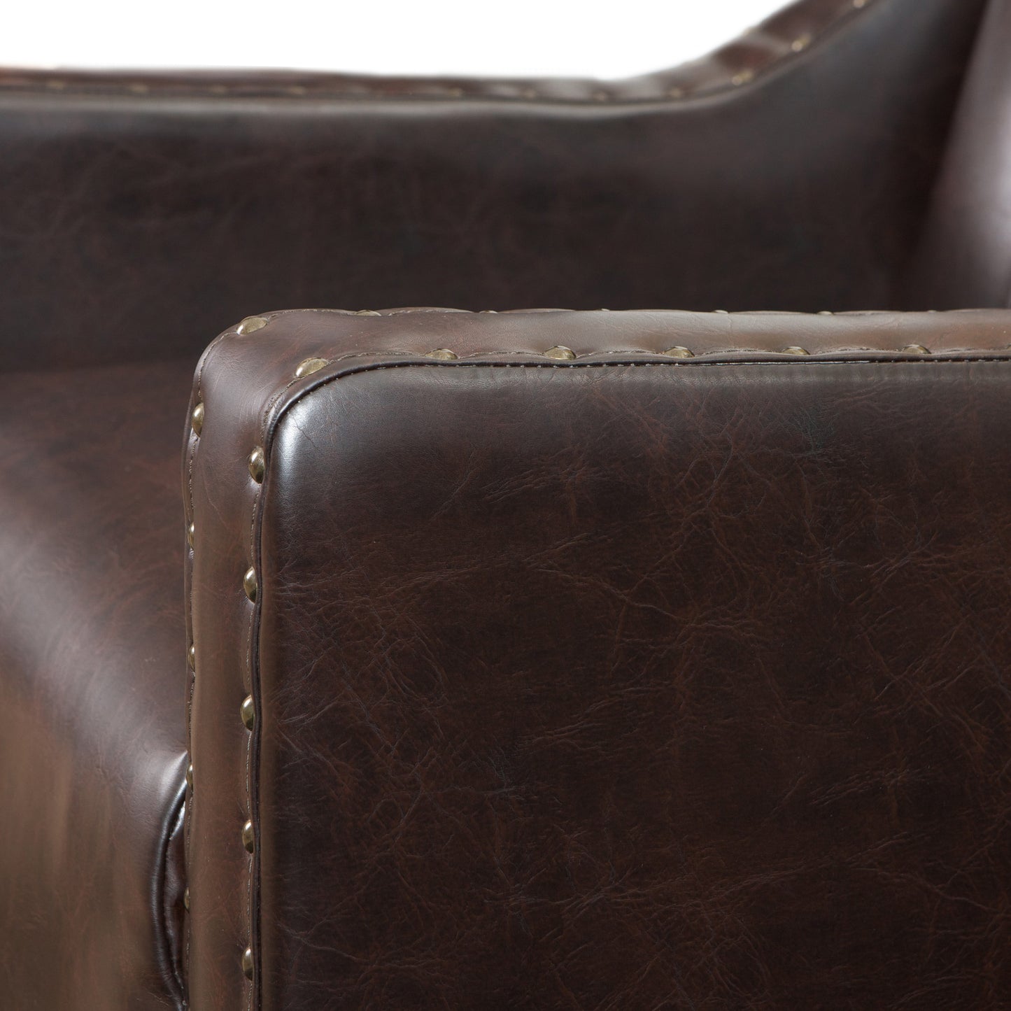 Coogee Bonded Leather Armchair & Ottoman in Brown
