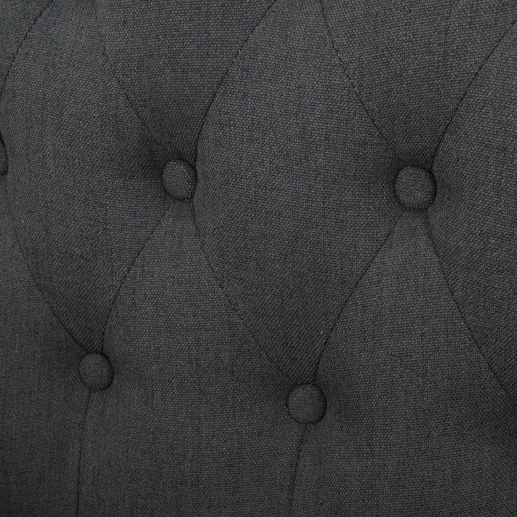 Canberra Linen Fabric Tufted Armchair in Dark Grey