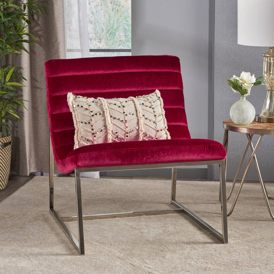 Glorie Garnet/Red Velvet Sofa Accent Chair ArmChair