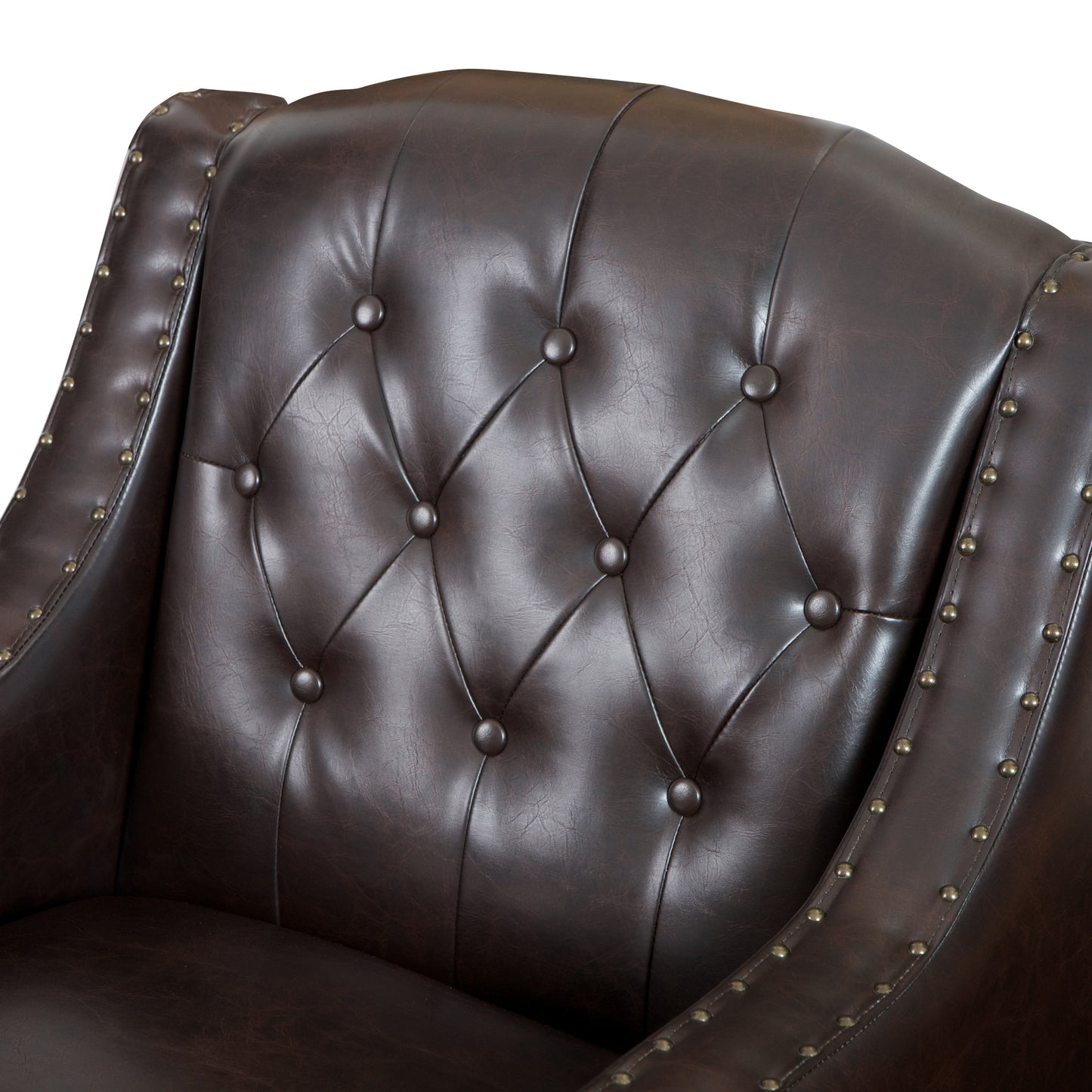 Coogee Bonded Leather Armchair & Ottoman in Brown