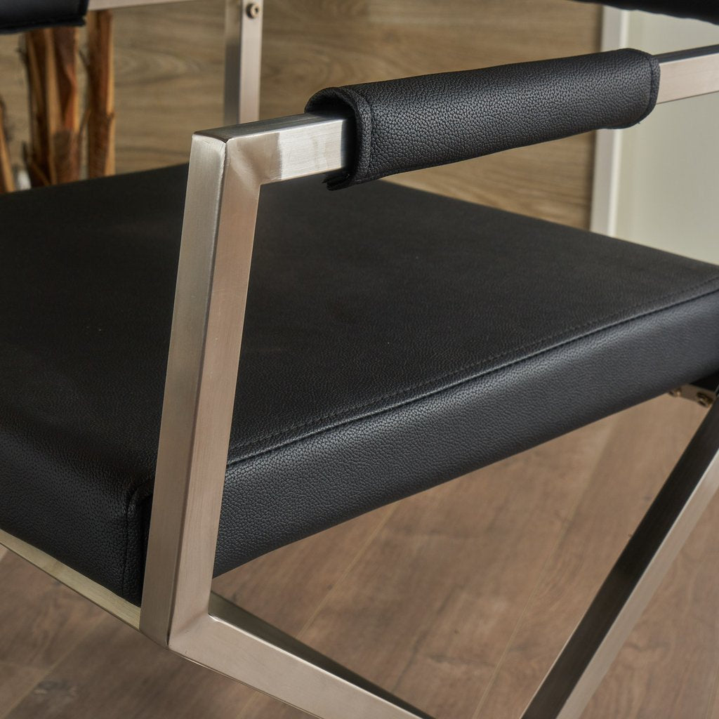 Rocklin Steel & Bonded Leather Director chair Armchair in Black