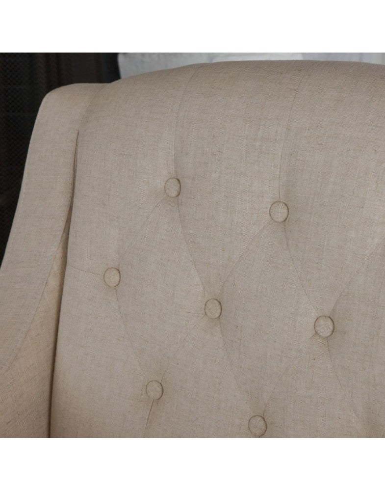 Canberra Fabric Armchair & Ottoman in Begie  Linen