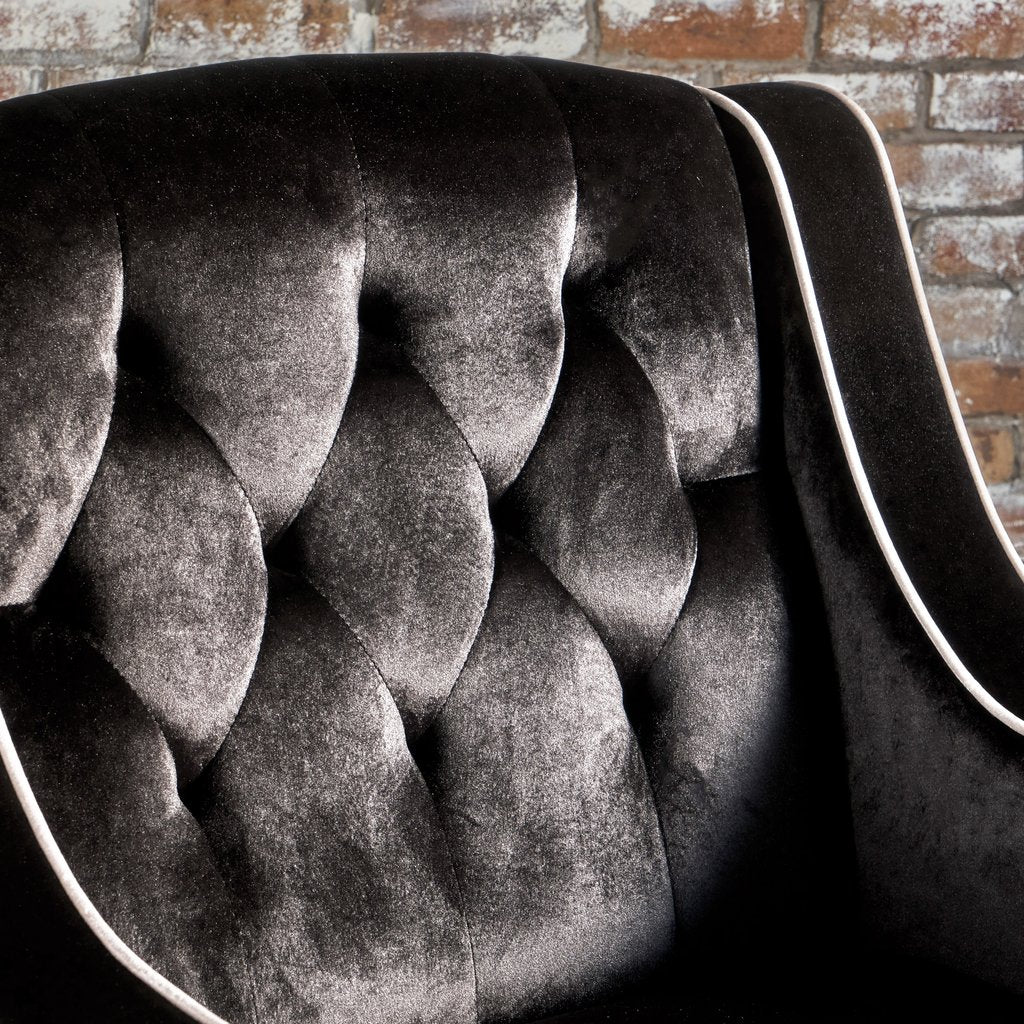 Milan Two Tone Tufted Black New Velvet Club Armchair