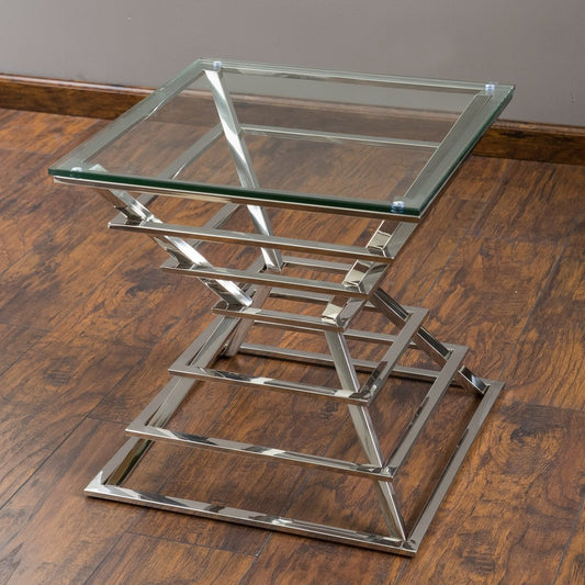 Cherry Tempered Glass Side Table