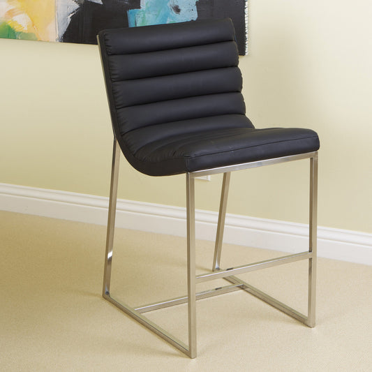 Auburn Modern Leather Bar Chair BarStool In Black