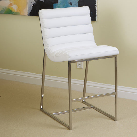 Auburn Modern Leather Bar Chair BarStool In White