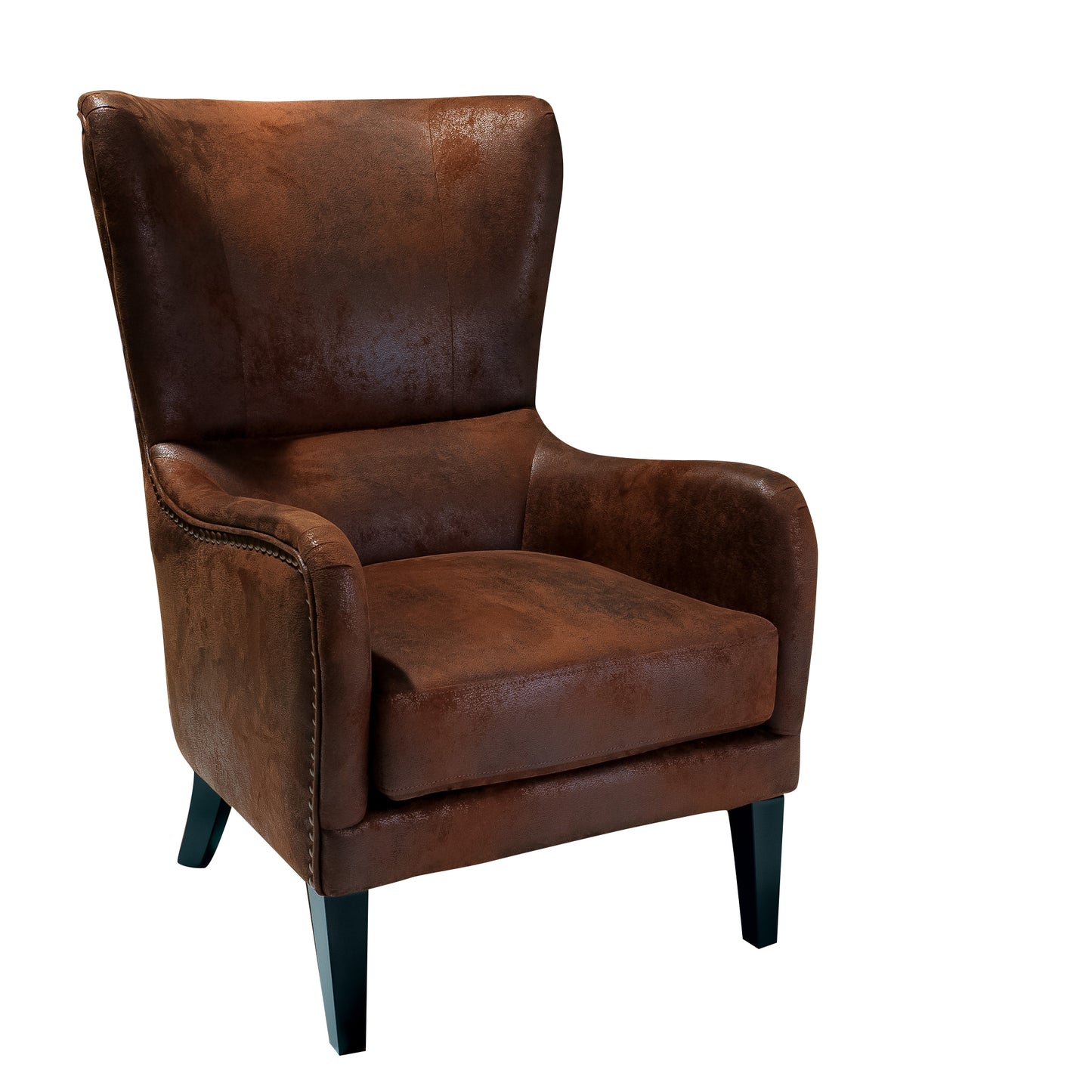 Vintage Brown Microfibre High Back Armchair