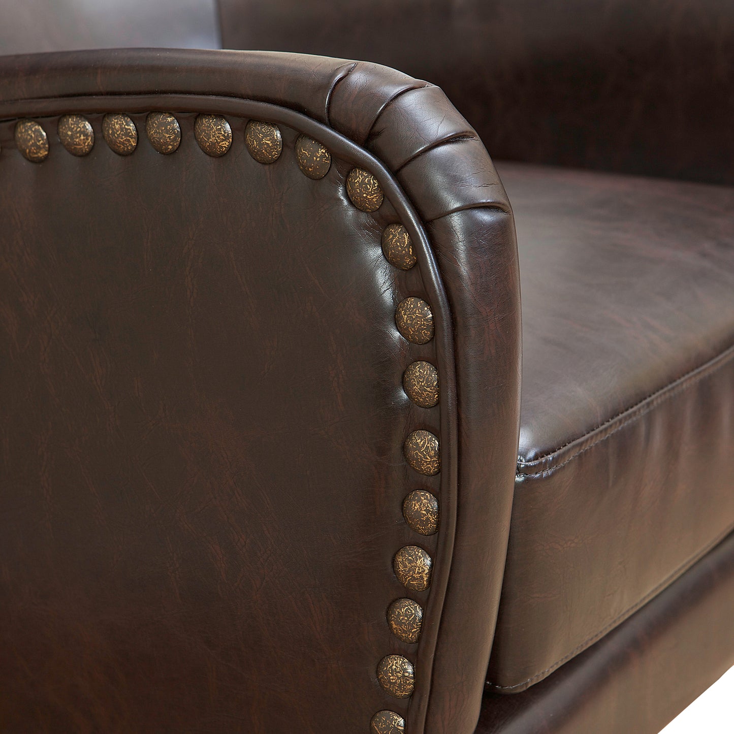 Vintage Brown Bonded Leather High Back Armchair