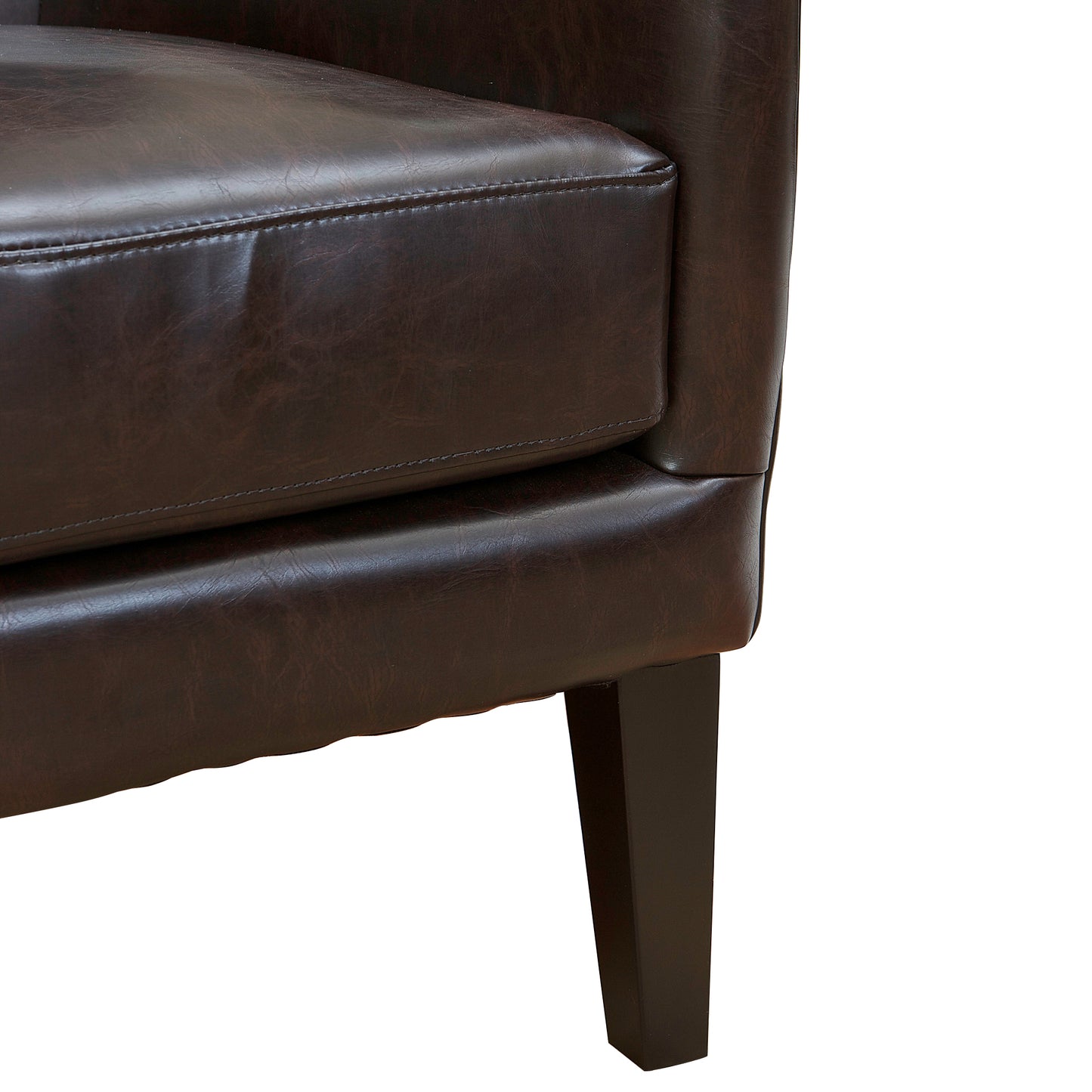 Vintage Brown Bonded Leather High Back Armchair