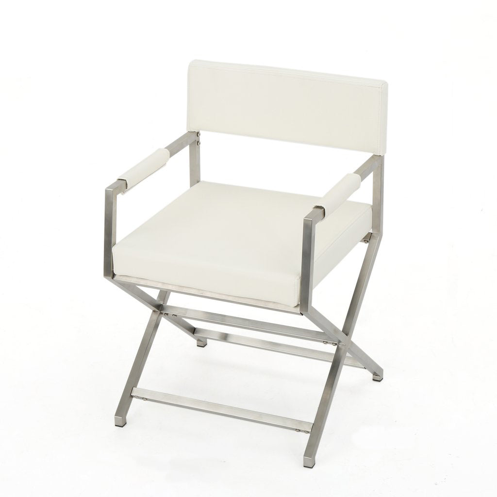 Rocklin Steel & Bonded Leather Director chair Armchair in White