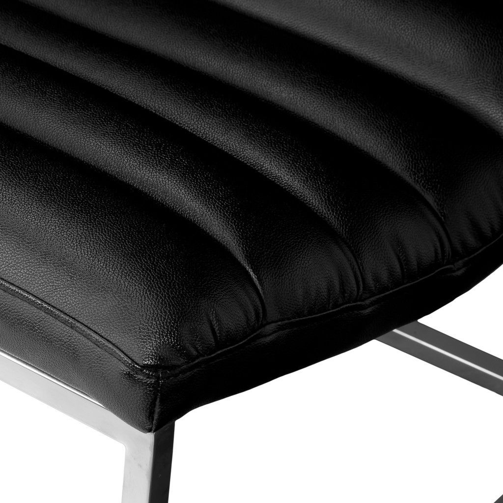 Caviar Bonded Leather & Steel Lounge Accent Chair in Black