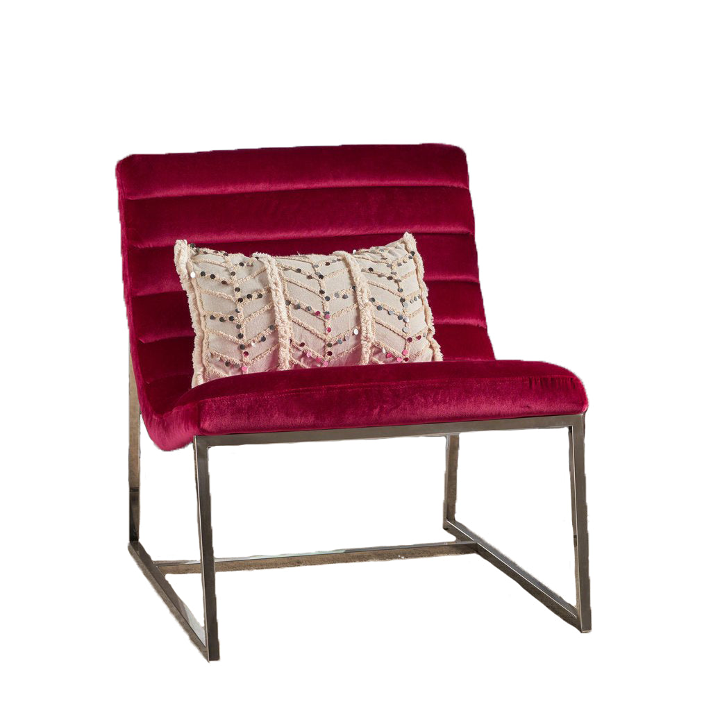 Glorie Garnet/Red Velvet Sofa Accent Chair ArmChair