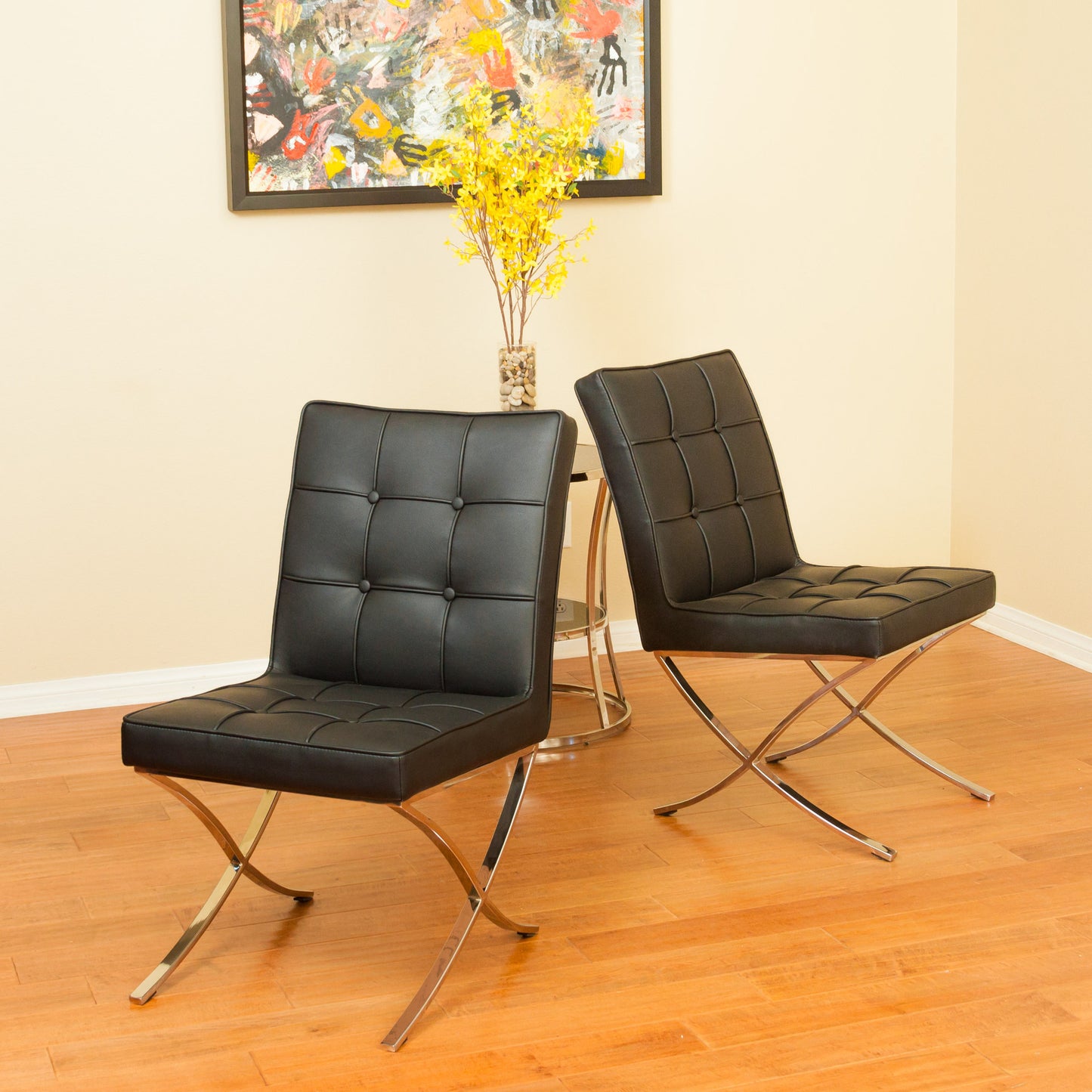 Pandora Modern Bonded Leather Dining Chair in Black