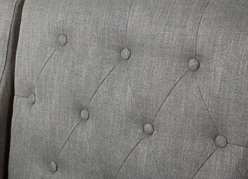 Canberra Fabric Armchair & Ottoman in Grey Linen