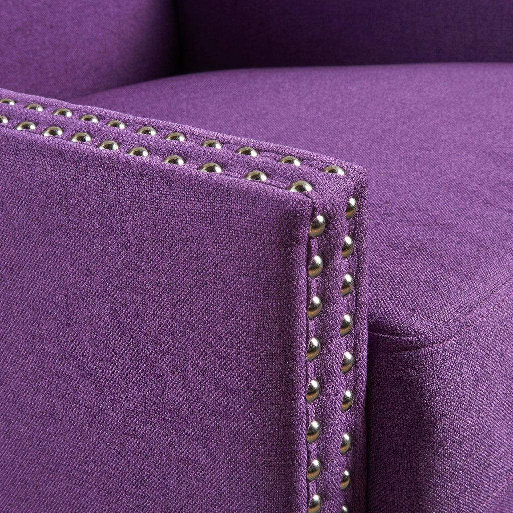Cecilia Classic Studded Purple Wingback Club Armchair