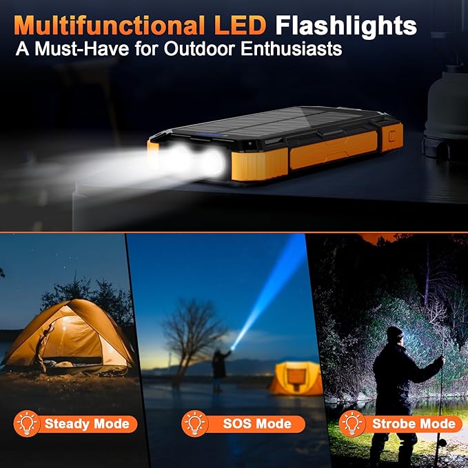 38800mAh Portable Power Bank, Portable Charger, Solar-Powered Power Bank, Wireless Power Bank