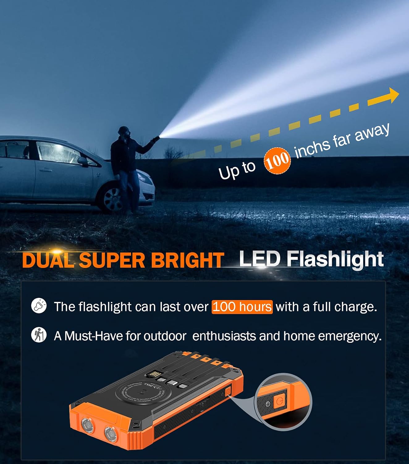38800mAh Portable Power Bank, Portable Charger, Solar-Powered Power Bank, Wireless Power Bank