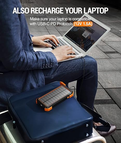 38800mAh Portable Power Bank, Portable Charger, Solar-Powered Power Bank, Wireless Power Bank