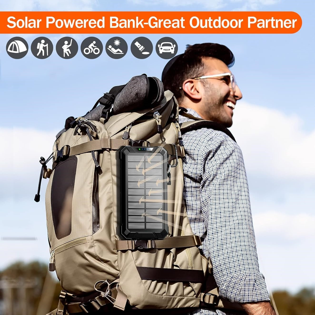38800mAh Portable Power Bank, Portable Charger, Solar-Powered Power Bank, Wireless Power Bank
