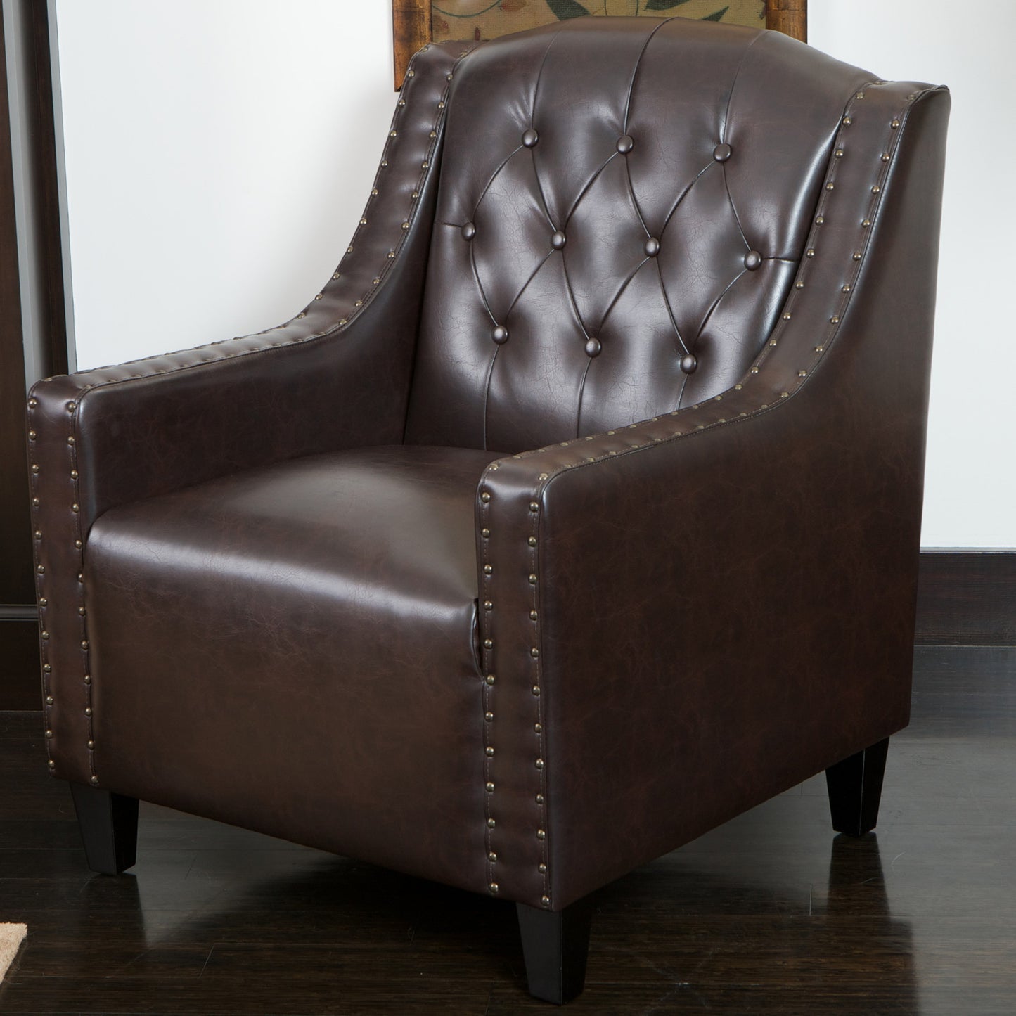 Coogee Bonded Leather Armchair & Ottoman in Brown