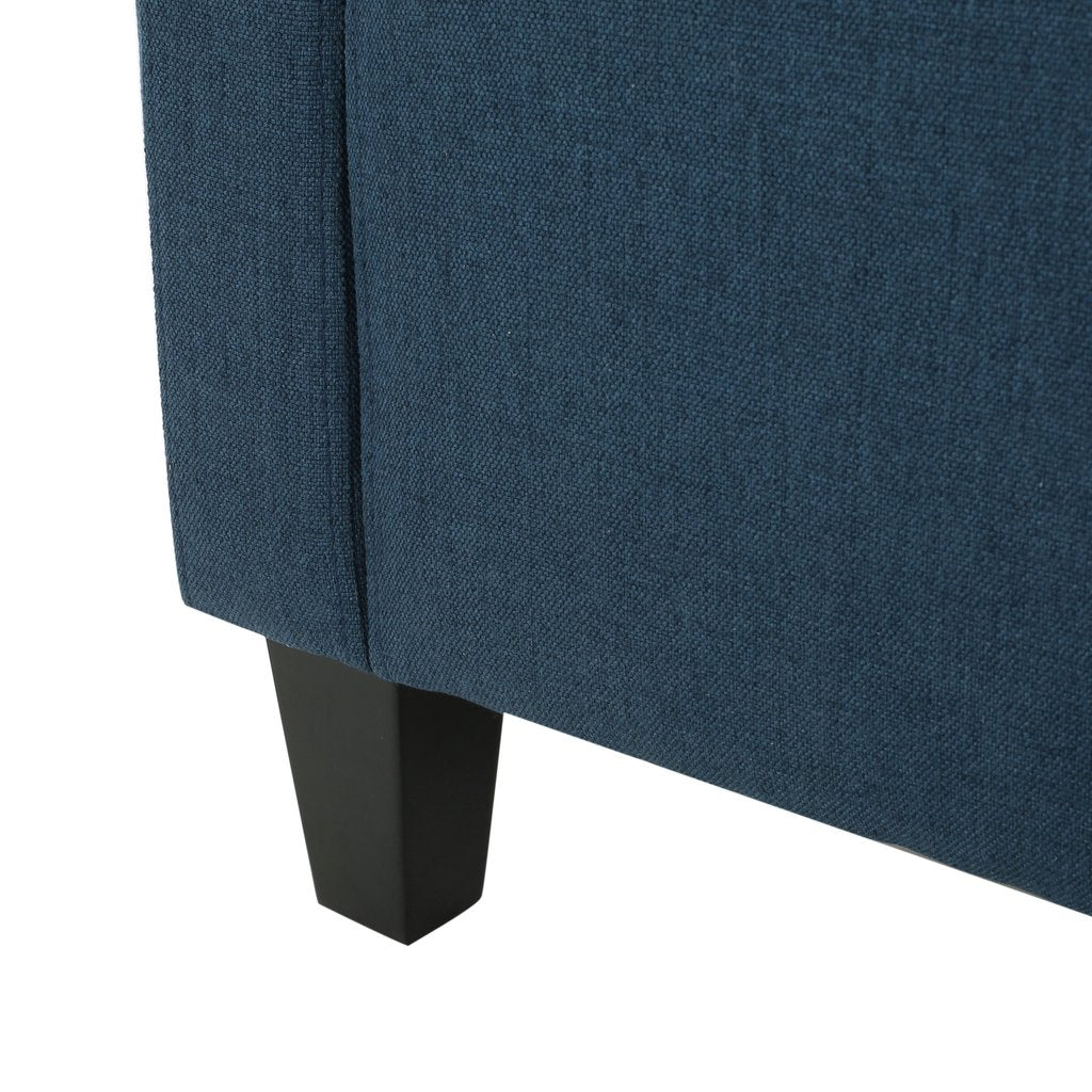 Canberra Linen Fabric Tufted Armchair in Dark Blue