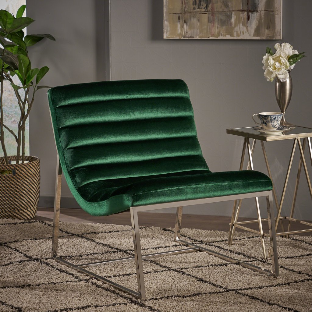 Glorie Emerald/Green Velvet Sofa Accent Chair ArmChair