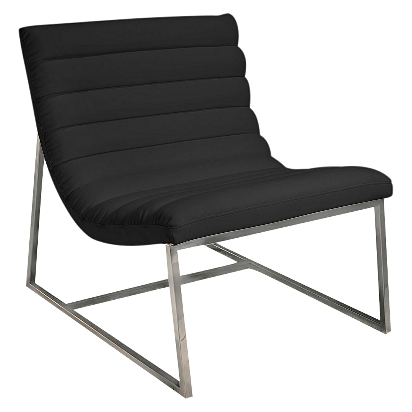 Caviar Bonded Leather & Steel Lounge Accent Chair in Black