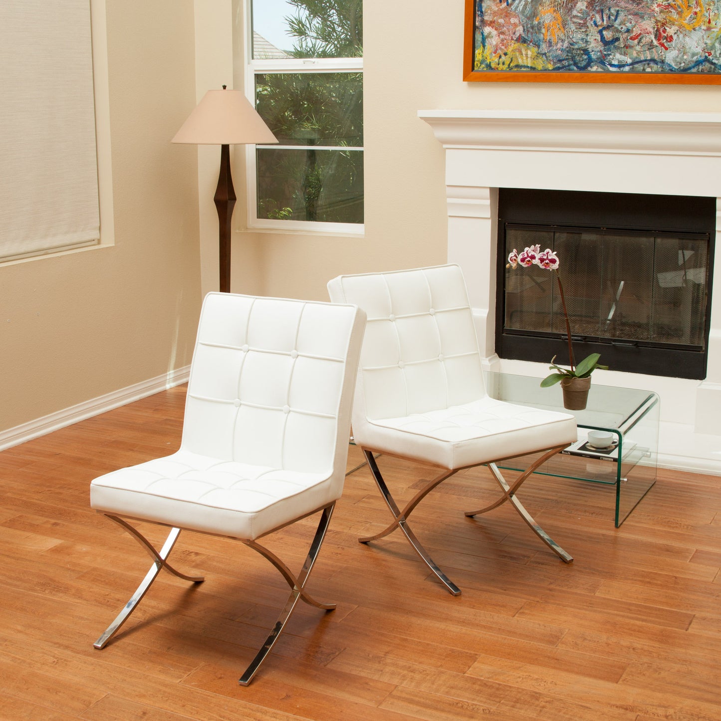 Pandora Modern Bonded Leather Dining Chair in White