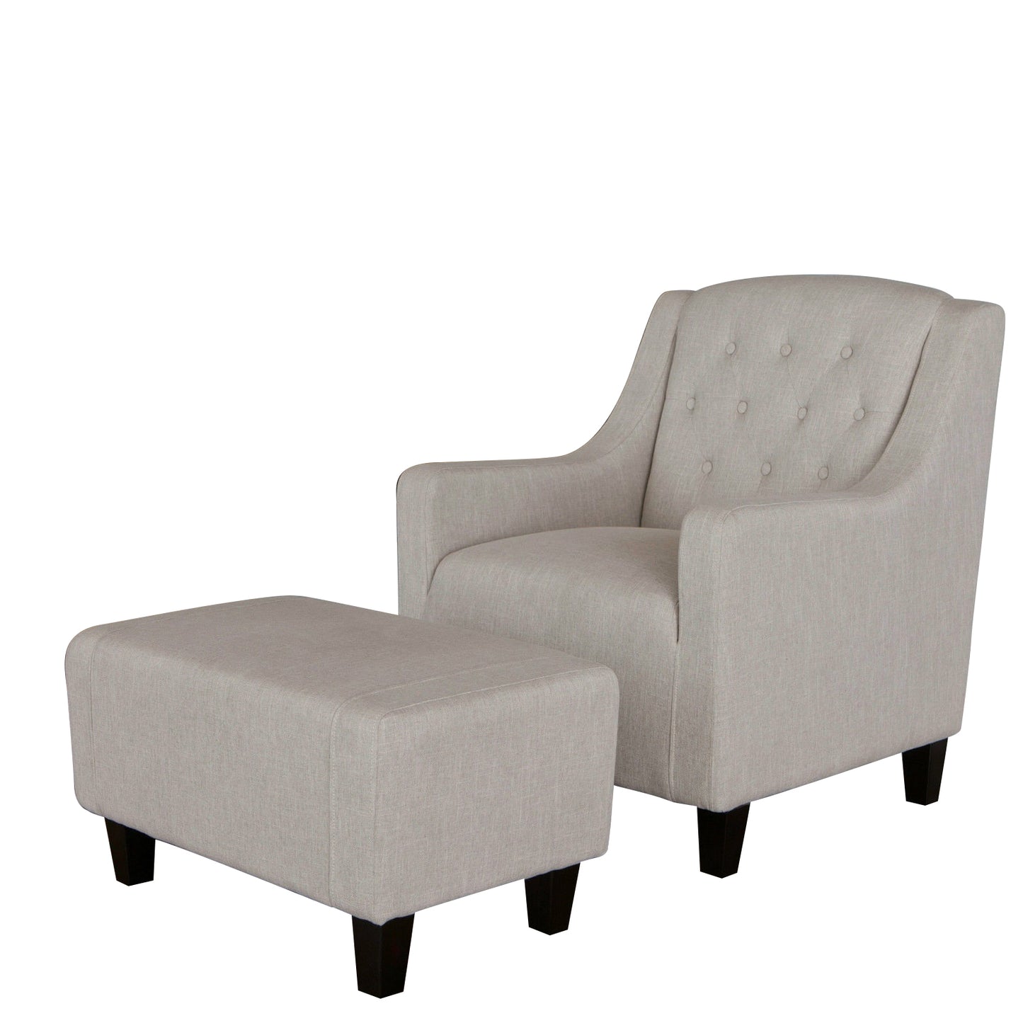 Canberra Fabric Armchair & Ottoman in Natural Linen