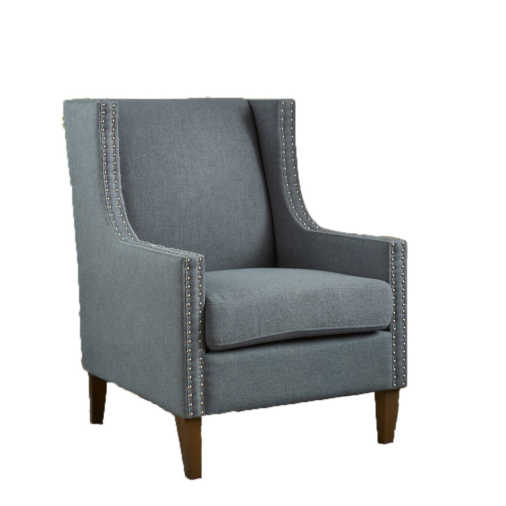 Cecilia Classic Studded Light Grey Wingback Club Armchair