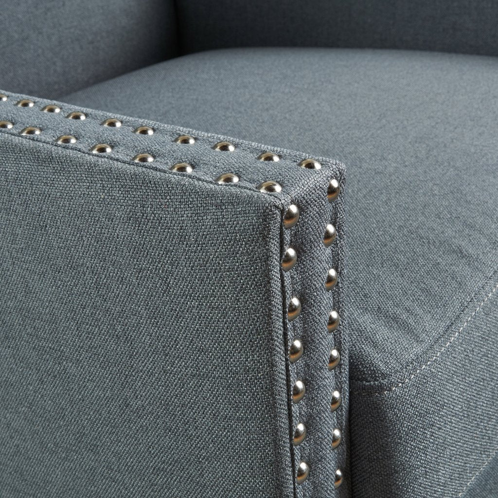 Cecilia Classic Studded Light Grey Wingback Club Armchair